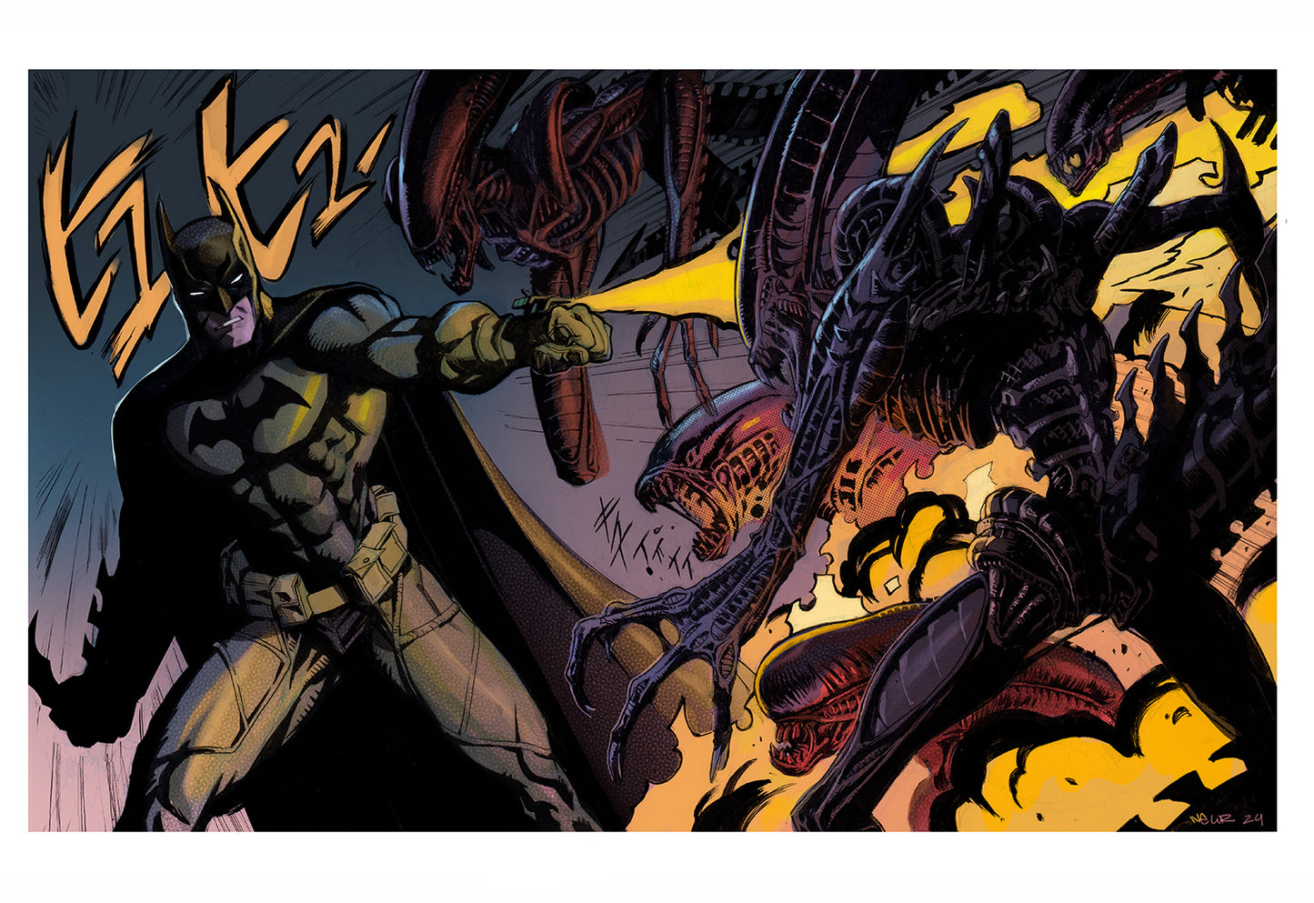 Batman V Aliens Limited Cotton Print