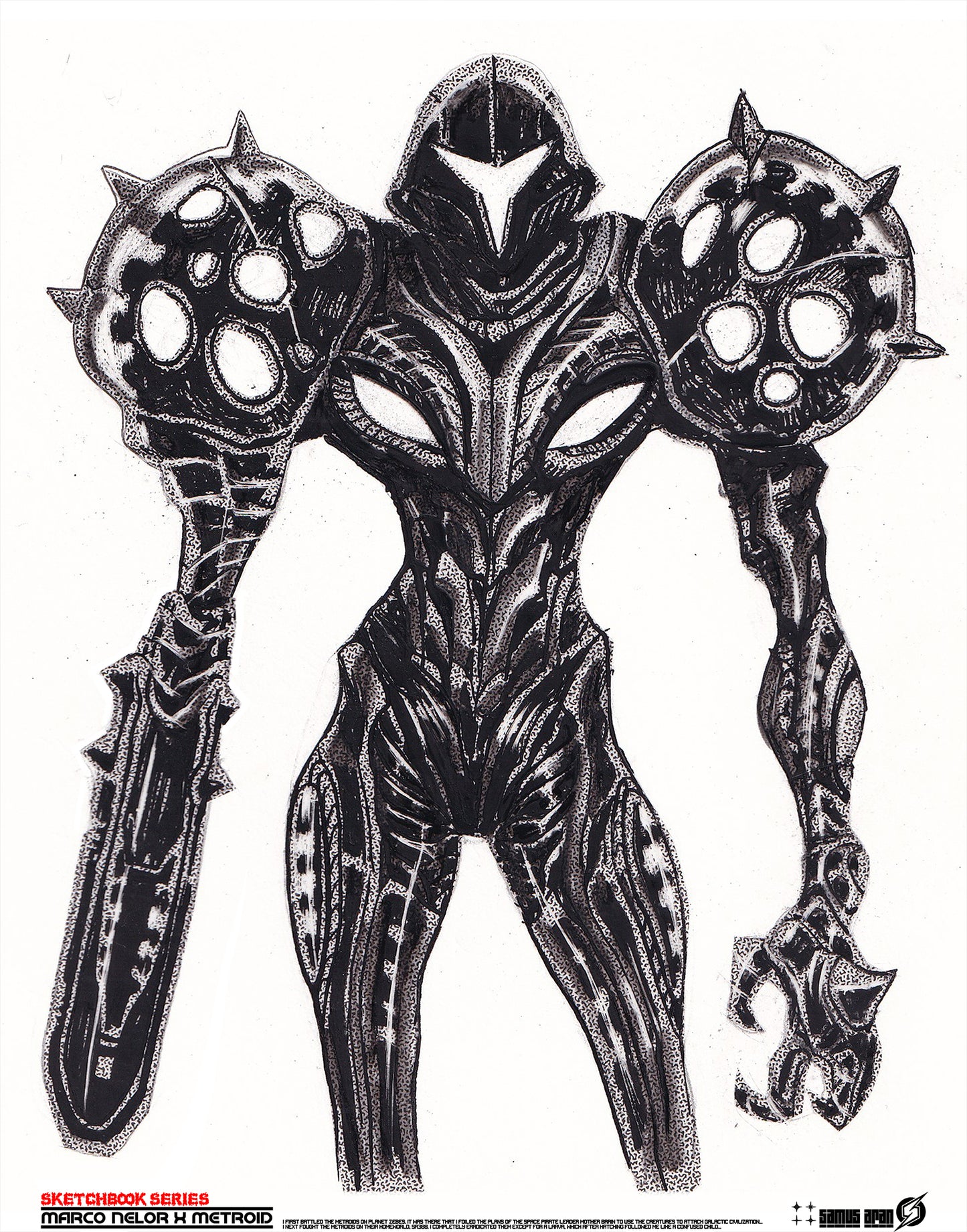 Dark Samus on White Limited Edition Print