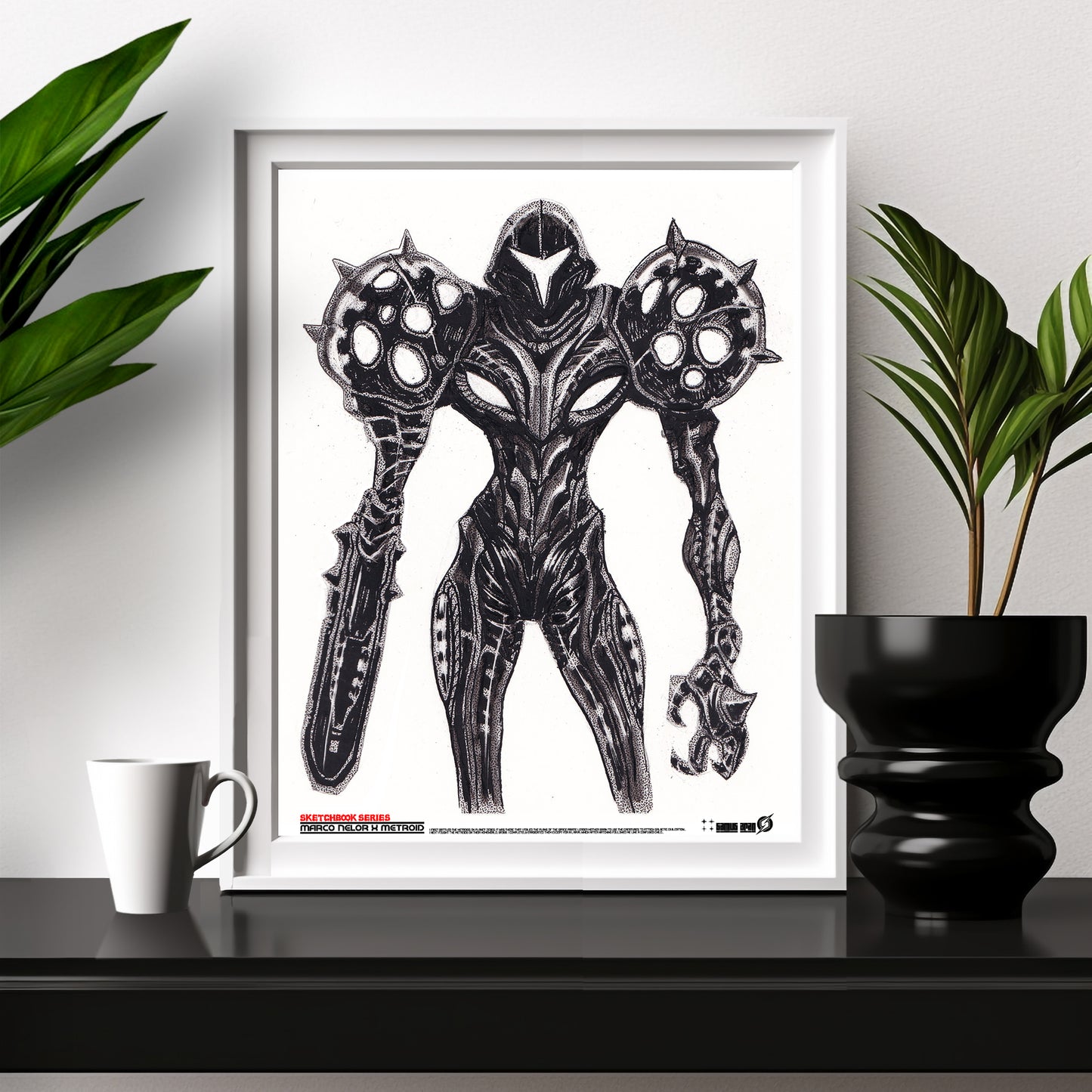 Dark Samus on White Limited Edition Print